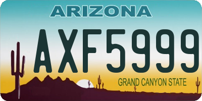 AZ license plate AXF5999