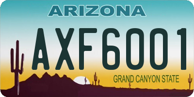 AZ license plate AXF6001