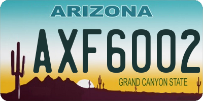AZ license plate AXF6002