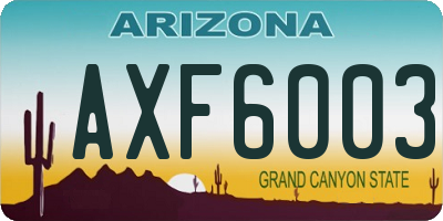 AZ license plate AXF6003