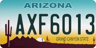 AZ license plate AXF6013