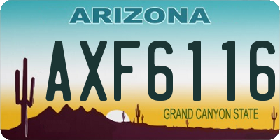 AZ license plate AXF6116