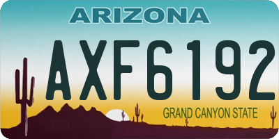 AZ license plate AXF6192