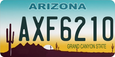 AZ license plate AXF6210