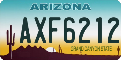 AZ license plate AXF6212