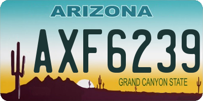 AZ license plate AXF6239