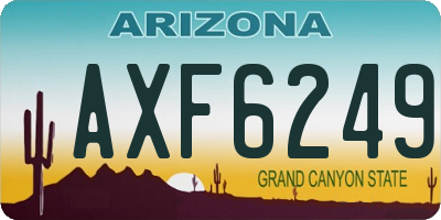 AZ license plate AXF6249