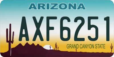 AZ license plate AXF6251