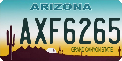 AZ license plate AXF6265