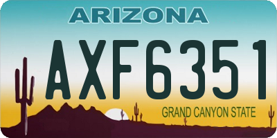 AZ license plate AXF6351