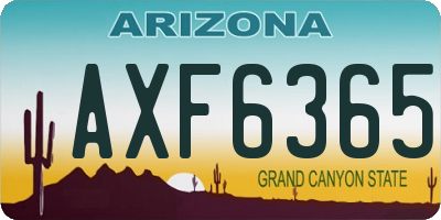 AZ license plate AXF6365