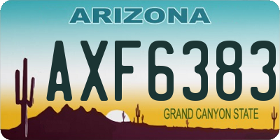 AZ license plate AXF6383