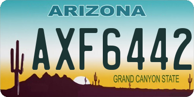 AZ license plate AXF6442