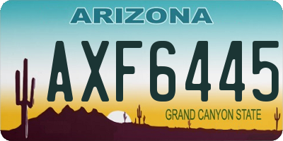 AZ license plate AXF6445