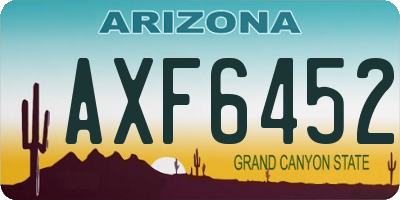 AZ license plate AXF6452