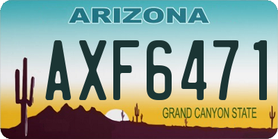 AZ license plate AXF6471