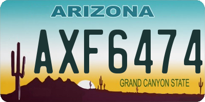 AZ license plate AXF6474