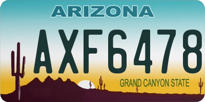 AZ license plate AXF6478