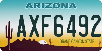 AZ license plate AXF6492