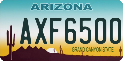 AZ license plate AXF6500