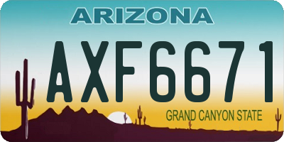 AZ license plate AXF6671