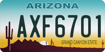 AZ license plate AXF6701