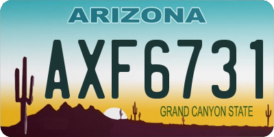 AZ license plate AXF6731