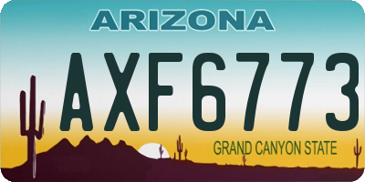 AZ license plate AXF6773