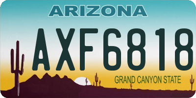 AZ license plate AXF6818