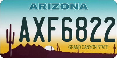 AZ license plate AXF6822