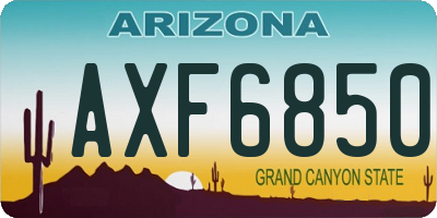 AZ license plate AXF6850