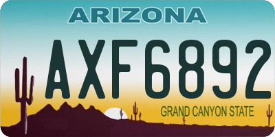 AZ license plate AXF6892