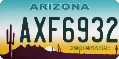 AZ license plate AXF6932