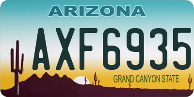 AZ license plate AXF6935