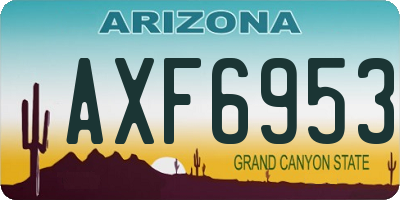 AZ license plate AXF6953