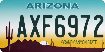 AZ license plate AXF6972