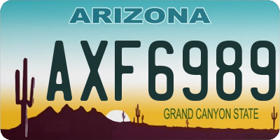 AZ license plate AXF6989