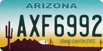 AZ license plate AXF6992