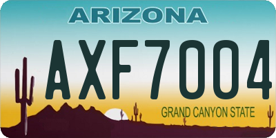 AZ license plate AXF7004