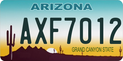 AZ license plate AXF7012