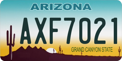 AZ license plate AXF7021