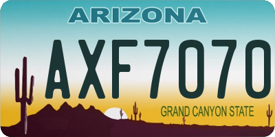 AZ license plate AXF7070