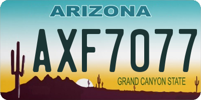 AZ license plate AXF7077