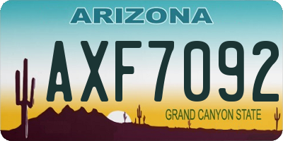 AZ license plate AXF7092