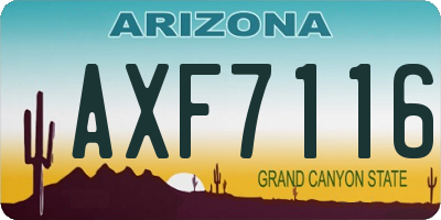 AZ license plate AXF7116