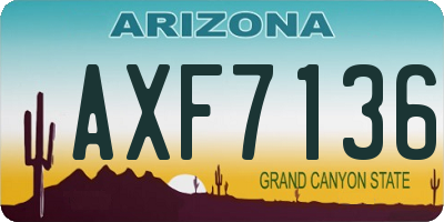AZ license plate AXF7136