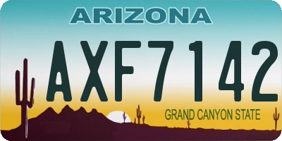 AZ license plate AXF7142