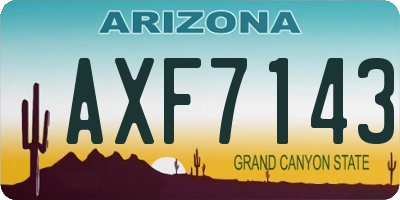 AZ license plate AXF7143