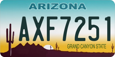 AZ license plate AXF7251