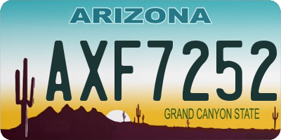 AZ license plate AXF7252
